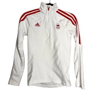 Adidas Canada Olympic Fleece 1/4 Zip Pullover Women's Training Sweater, XS
